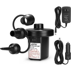 AGPTEK 전기 에어 펌프 3개의 노즐이 있는 휴대용 4.5kPa 퀵 필 110V AC12V DC 인플레이터디플레이터 매트리스 침대 보트 수영 링 야외 캠핑용