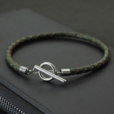 간단한 스타일 수제 가죽 CUERO 얇은 LSERIA OT 팔찌 스테인레스 4MM LSERA HOMB DE 남자 스틸 버클