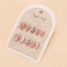 穿戴甲片高級感夏季簡約百搭美甲貼片貓眼手工假指甲片新品30片, 1個, BY1690:工具包款