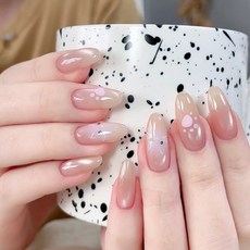 穿戴甲甲片高級感手工法式豹紋貓眼美甲片女士預製假指甲, 1個, BY2051貓眼足跡:全碼(M/S/XS)成品條#30片/板