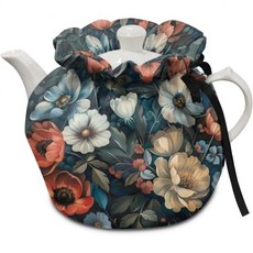 장미 프린트 티 코지 주방 티포트 먼지 커버 아침 식사 워머 액세서리 가정용 테이블 장식 커지 호텔 레스토랑 티파티용, 다채로운 꽃들 1