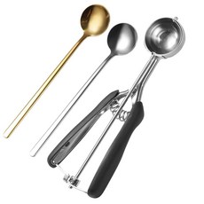 Seiyeje 트리거가 있는 아이스크림 스쿱 - 튼튼한 쿠키 반죽 및 샌드위치 스푼 미끄럼 방지 그립 식기세척기 사용 가능 스테인리스 스틸 아이스 162566