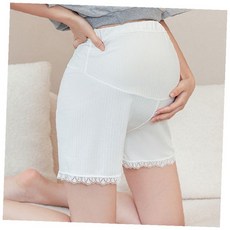 임산부 속바지 사각 트렁크 레이스 밑단 화이트 리브 니트 임부 이너웨어 속옷
