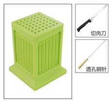 商用家用快速串肉器 擼串燒烤神器 穿羊肉串工具, 1個, 套餐一【送 切肉刀+透孔針】-綠色【