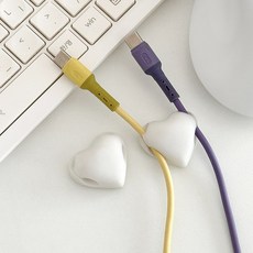 이이공브이샵 하트 2구 케이블홀더 전선정리 케이블고정 차량 충전기 고정 클립, 화이트, 1개