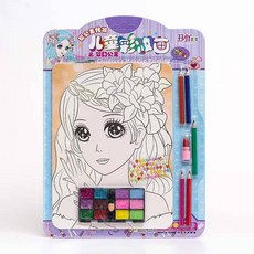 憶香許快樂購 DIY 塗鴉畫 兒童彩妝畫 女孩 畫畫 化妝 玩具 填色畫 製作 兒童 玩具, 口紅彩妝畫-夢幻公主, 1個
