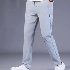 여름 얇은 아이스 실크 바지 대형 통기성 스트레이트 캐주얼 바지 속건 남성 운동 바지