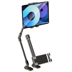 JS 접이식 휴대폰 거치대 360도 회전 자바라 거치대, 1개, 블랙, S6-태블릿+휴대폰 겸용
