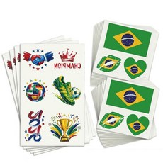 축구 토너먼트를 위한 멕시코 국기 임시 타투 - 축구 및 토너먼트 요소가 있는 멕시코 애국 얼굴 타투 24장 독립 기념일 및 스포츠 이벤트를 위한 내구성 있는 팬 기어(멕시코, 브라질