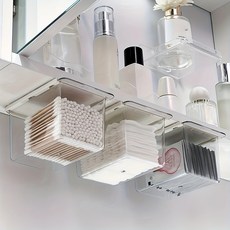남는 하단 공간 활용 투명 슬라이드형 화장품 수납 정리함 4P 세트, 4개, 12*8*8 투명