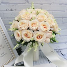 台灣出貨 熱賣 新娘捧花 森系韓系手捧花 婚禮拍攝道具 拍照仿真花束 影樓婚紗攝影旅拍 婚禮捧花, 香檳歐式, 1個