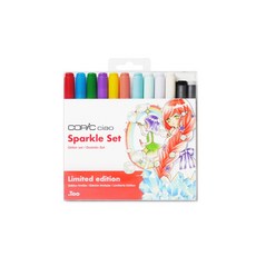 時代中西畫材 COPIC 第三代 CIAO Sparkle Set 閃亮綜合套組，多色閃亮筆觸，持久不易褪色，安全無毒材質