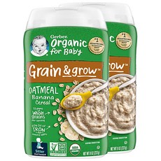 거버 2세 푸드 그레인 그로우 오트밀 바나나 아기 베이비 시리얼 227g 2팩, 2개