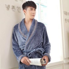 男生秋冬法蘭絨珊瑚絨睡袍