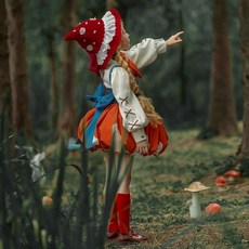 綠野仙蹤兒童洛麗塔裙子女童洋氣可愛小紅帽蘑菇節日表演cos套裝