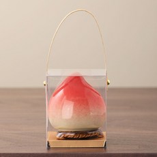 臺灣出貨 壽桃瓷器陶瓷罐 生日祝壽伴手禮 桃子茶葉罐 密封罐擺件禮盒, 1個, 桃子+PVC禮盒