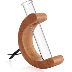 Datanly 4피스 미니 유리 자동차 꽃병 클립 홀더 자동차 번식 꽃병 벤트 클립 식물 홀더 자동 유리 튜브 식물 장식 나무 장식품 장식 액세서리 (혼합 나무 색상), 1, 나무 색상