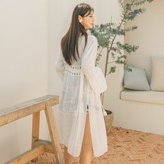 Herring Bone 人字紋女式長款比基尼罩衫夏季開衫透視度假大碼度假裝沙灘裝 SE133