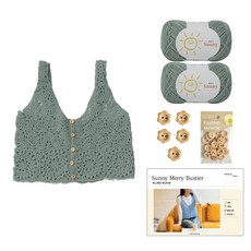 [DIY패키지] 써니 메리 뷔스티에 (써니 2볼+ 레터링 플라워 나무단추 +인쇄도안), 116 더스티민트, 1세트