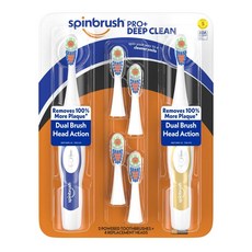 암앤해머 스핀브러쉬 프로 클린 전동 칫솔 2개 + 헤드 리필 4개 총 6개입 1개 ARM & HAMMER Spinbrush Pro+ Clean Electric Toothbrush, 스핀브러쉬프로