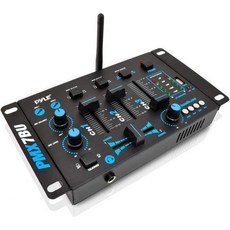 Pyle 무선 DJ 오디오 믹서 - 3채널 블루투스 호환 DJ 컨트롤러 사운드 믹서 마이크-토크오버 USB 리더 듀얼 RCA 포노라인 입력 마이크 입력 헤드폰 잭 블랙 - PM, 3-Channel