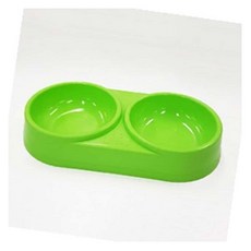 MN 플라스틱 더블식기 연두 강아지식기2구