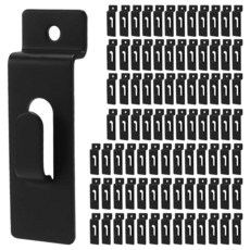 JAPCHET 100팩 Slatwall 유틸리티 노치 후크 상업용 슬랫월 그림 슬레이트 벽걸이 후크 금속 벽 디스플레이 행거 삽화 페인팅 사진 프레임 캔버스 블랙 1