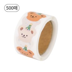 디어플레이스 포장 꾸미기 롤스티커 12종, 1개, 13 꼬깔 곰돌이 500매 1개, 13 꼬깔 곰돌이 500매