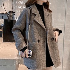 COSYEVNO 모직 정장 코트 루즈핏 도톰한 빅사이즈 여성 추동 캐주얼 코트 XXDY59