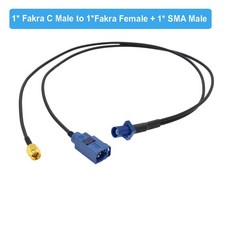파란색 Fakra C Male to 1xFakra Female 직각 및 1X SMA 90 도 Y 유형 분배기 탐색 GPS 안테나 연장 케이블, 1CM to 1CF 1SMA M, 4M, 1개