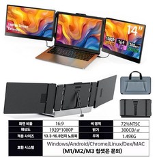 휴대용 노트북 듀얼 트리플 보조 서브 모니터 인치 16 14 접이식 멀티모니터, S2 14 듀얼 (13.3-16.8in 권장)