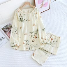 孕婦哺乳月子服 縐布棉紗家居服