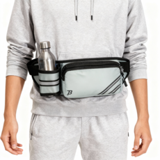 비피 스포츠 초경량 방수 등산힙색 + 물병 홀더 흔들림 없는 밀착감 & 넉넉한 수납, 민트 그레이, 1개