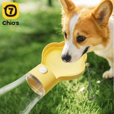 강아지물그릇 강아지 외출 물컵, 1개, 노란색 M