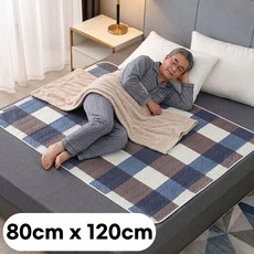 뮤젠트 시니어 어르신 환자 간병 방수매트 애견 매트, 2cm, 네이비 & 브라운 & 화이트 체크