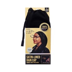 [ 818049 ] 키스 컬러스 & 케어 새틴 안감 프리미엄 레인 캡 경량 극세사 모자 100% 방수 및 습기 방지 조절 가능한 밴드 넉넉한 내부 통합 여행용 파우치