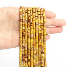 여러 가지 빛깔의 튜브 모양 비즈 바다 퇴적물 돌 수제 DIY 팔찌 목걸이 보석 제작용 느슨한 4x4mm, 01 4x4mm about 85pcs, 02 yellow