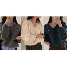 VERIT 모던 브이넥 와이드 루즈핏 심플 니트 스웨터 VT120