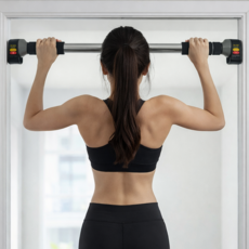 라이프엔라이크 문틀 안전철봉 가정용 턱걸이 흠집방지 안전 미끄럼방지 무타공 홈트 풀업바, 실버