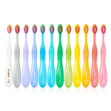 더트웰브 키즈 칫솔, 파스텔, 12개입, 1세트