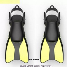 힐 롱핀 미끄럼방지 TPR 오리발, B. 형광옐로우L/XL추찬 사이즈 42-47/밴딩 조절