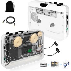 카세트 플레이어-카세트-MP3 변환기테이프 컨버터 소프트웨어 포함- 자동 리버스 및 클리어 스테레오 테이프 플레이어 내장 쿨 구리 휠 무브먼트 이어폰