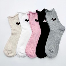 국내생산 여성 무압박 강아지 돌돌이 골지 임산부 발목 조임없는 양말 5켤레, 그레이 5켤레