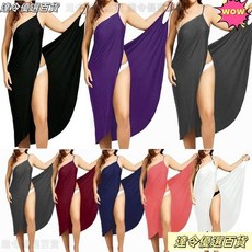 2025新款歐美流行夏季拼接純色性感沙灘吊帶連衣裙，性感顯瘦，度假風必備