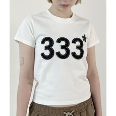 DENAGE 333 데님 로고 크롭 티셔츠 화이트 0385 278987