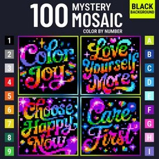 어른들을 위한 숫자별 미스터리 모자이크 네온 워드: 휴식을 숨겨진 이미지를 밝히기 영감을 주는 명언과 픽셀 아트 챌린지의 재미있는 퀘스트, 기본