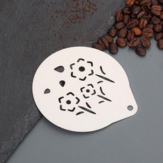 커피아트 라떼아트틀 스텐실 커피용품 모양내기 케이크, 1개, 10. 쓰리 플라워