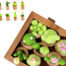 diy 양모 펠트 수공예 니들 선인장 양모 펠트 초보 다육 키트 세트 핸드메이드 미니어처 홈데코 만들기, 선인장 세트