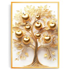 민트마켓 금전운 돈들어오는 황금사과액자 2종 개업선물 이사선물로 좋은 인테리어소품, 황금사과골드액자A, A3(30x42cm)