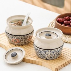 陶瓷燉鍋蒸蛋碗燉盅：隔水燉一人食帶蓋湯罐中式沙縣小喫, 1個, 450ml瓦罐煨湯燉盅-棕色,無規格